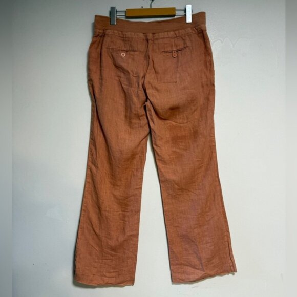 GUESS Los Angeles Women’s Wide-Leg Linen Pants in Terracotta Size L - Picture 3 of 8